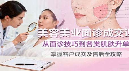 美容美业面诊成交课,从面诊技巧到各类肌肤升单,掌握客户成交及售后全攻略