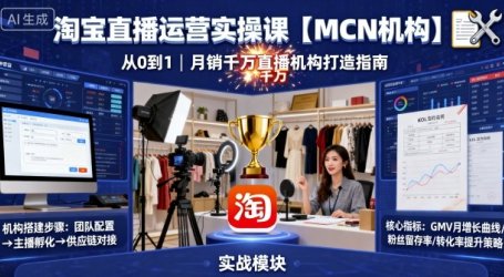 淘宝直播运营实操课【MCN机构】，从0到1做一家月销千W的直播机构