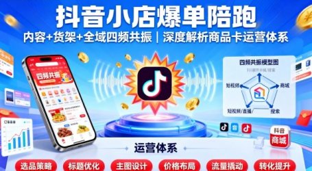 抖音小店爆单陪跑，内容＋货架＋全域四频共振，深度解析抖音商品卡运营体系