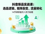 抖音爆品实战课:选品逻辑、矩阵裂变、流量转化,14节课掌握月入百万秘籍