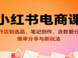 小红书电商课：从开店到选品、笔记创作，含数据分析，爆单分享与新玩法