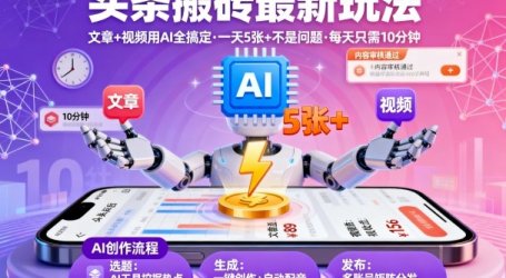 头条搬砖最新玩法，文章+视频用AI全搞定，一天5张+不是问题，每天只需10分钟