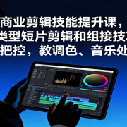 商业剪辑技能提升课，各类型短片剪辑和组接技巧，节奏把控，教调色、音乐处理等