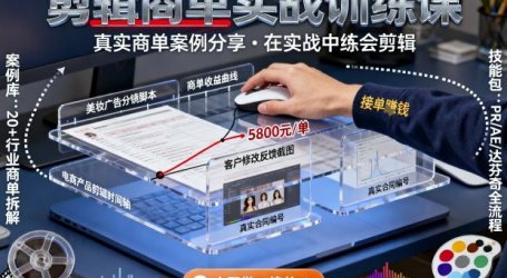 剪辑商单实战训练课，真实商单案例分享，在实战中练会剪辑