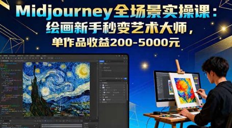 Midjourney全场景实操课:绘画新手秒变艺术大师,单作品收益200-5000元