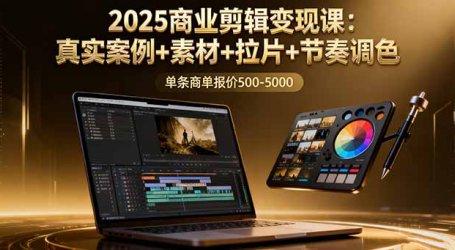 2025商业剪辑变现课：真实案例+素材+拉片+节奏调色，单条商单报价500-5000