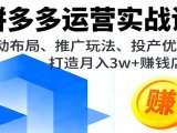 拼多多运营实战课,活动布局、推广玩法、投产优化,打造月入3w+赚钱店铺