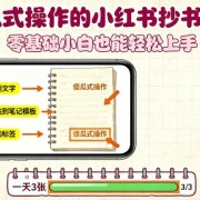 傻瓜式操作的小红书抄书项目，会复制粘贴就行，零基础小白也能一天3张