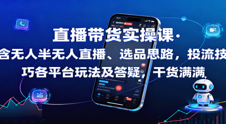 直播带货实操课：含无人半无人直播、选品思路，投流技巧，各平台玩法及答疑，干货满满