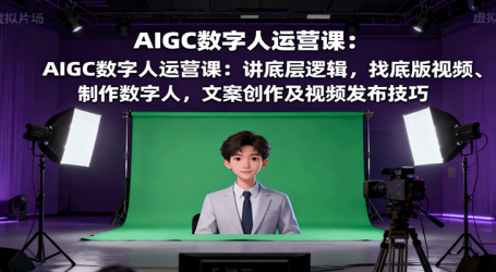 AIGC数字人运营课：讲底层逻辑，找底版视频、制作数字人，文案创作及视频发布技巧