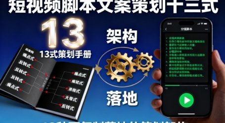 短视频脚本文案策划十三式，13种可复制落地的策划架构
