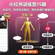 小红书训练营15期,从定位、到起号、到变现全路径,带你快速打通爆款任督二脉