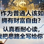 付费文章:你作为普通人该如何拥有财富自由?认真看耐心读,我把思路全写给你了