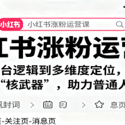 小红书涨粉运营课：从平台逻辑到多维度定位，传授挣钱 “核武器”，助力普通人逆袭