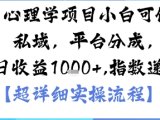 AI+心理学项目,小白可做,变现渠道多【带货,私域,平台分成,收徒】单日收益1k