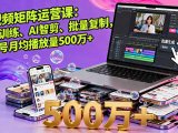 短视频矩阵运营课:网感训练、AI智剪、批量复制,单账号月均播放量500万+