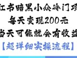 小红书暗黑小众冷门项目每天变现2张当天可能就会有收益