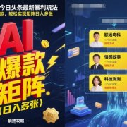 2025年AI今日头条最新暴利玩法,自动生成爆款,轻松实现矩阵日入多张