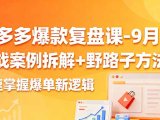 拼多多爆款复盘课-9月：实战案例拆解+野路子方法论，快速掌握爆单新逻辑