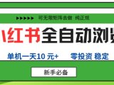 小红书全自动浏览项目，零投资，全程手机去跑，单账号一天10米+，可无限矩阵去做【揭秘】