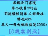 私域冷门赛道:单个收费198米引流模板简单人群精准转化45%单人一天大概收益是1k+