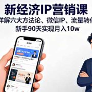 新经济IP营销课:详解六大方法论、微信IP、流量转化,新手90天实现月入10w