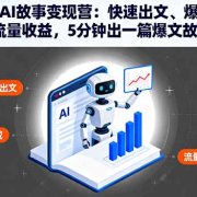 公众号AI故事变现营：快速出文、爆文生成、流量收益，5分钟出一篇爆文故事