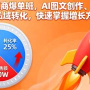 小红书电商爆单班，AI图文创作、BFS模型、私域转化，快速掌握增长方法