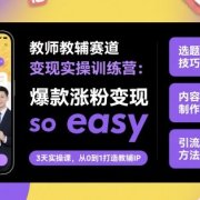 教师教辅赛道变现实操训练营，爆款涨粉变现so easy