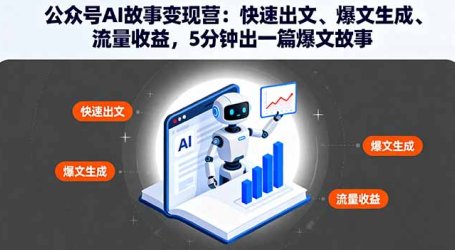 公众号AI故事变现营：快速出文、爆文生成、流量收益，5分钟出一篇爆文故事