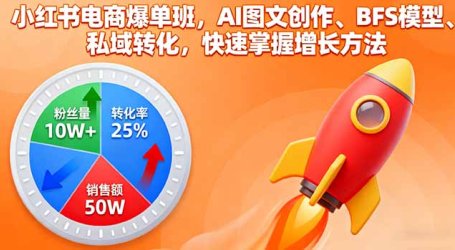 小红书电商爆单班，AI图文创作、BFS模型、私域转化，快速掌握增长方法