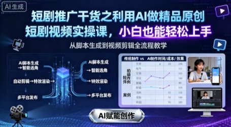 短剧推广干货之利用AI做精品原创短剧视频实操课，小白也能轻松上手
