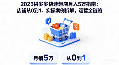 2025拼多多快速起店月入5万指南：店铺从0到1，实操案例拆解，运营全链路