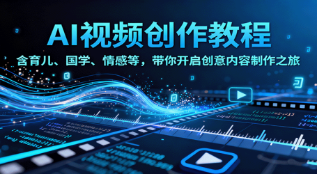 AI视频创富课，含育儿、国学、情感等，带你开启创意内容制作之旅