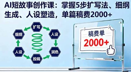 AI短故事创作课：掌握5步扩写法、细纲生成、人设塑造，单篇稿费2000+