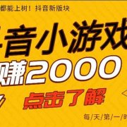 抖音小游戏，一部手机日入300+，2025风口项目