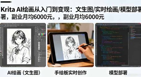 Krita AI绘画从入门到变现：文生图/实时绘画/模型部署，副业月均6000元