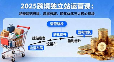 2025跨境独立站运营课：涵盖建站搭建、流量获取、转化优化三大核心模块