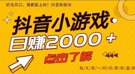 抖音小游戏,一部手机日入300+,2025风口项目