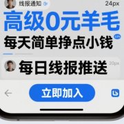 高级0元羊毛线报社群项目,每天简单挣点小钱