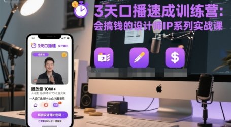 3天口播速成训练营,会搞钱的设计师IP系列实战课