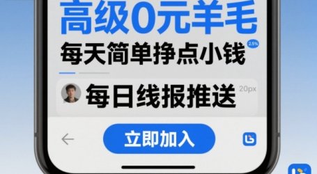高级0元羊毛线报社群项目,每天简单挣点小钱