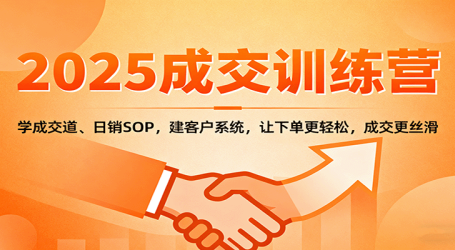 2025成交实战训练营:学成交道、日销SOP,建客户系统,让下单更轻松,成交更丝滑