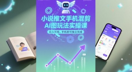 小说推文手机混剪AI图玩法实操课,日入可观,手机即可独立完成