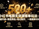 小红书电商无货源爆单玩法:店铺开通+爆品筛选+笔记制作,一晚爆单500+