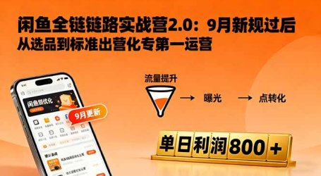闲鱼变现课3.0：掌握链接优化、流量提升、商业变现，单日利润800+