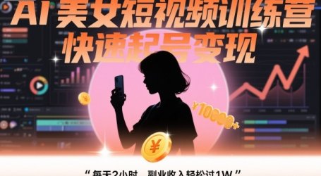 AI美女短视频训练营,快速起号变现,每天2小时,副业收入轻松过1W