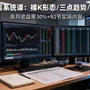 三大交易系统课:裸K形态/三点趋势/三板体系,单月收益率30%+92节实操内容