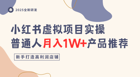 小红书虚拟项目实操指南，普通人月入1W+产品推荐，直接抄