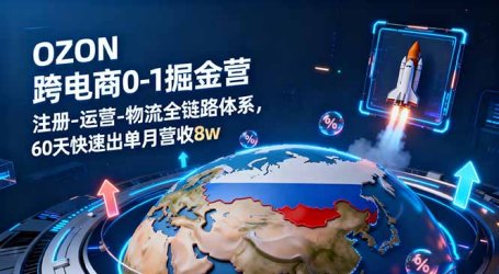 OZON跨境电商0-1掘金营：注册-运营-物流全链路体系，60天快速出单月营收8w